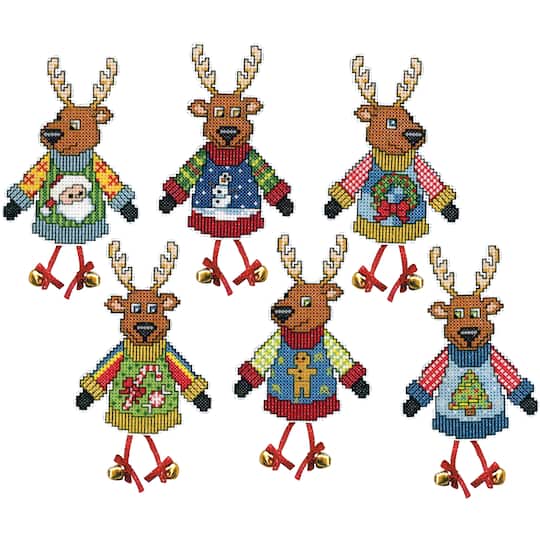 Design Works Ugly Sweater Reindeer Plastic Canvas Ornament Kit